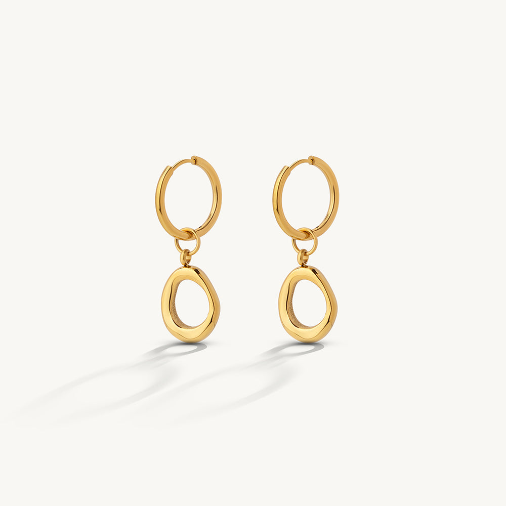 Minimal Oval Drop Hoop Earrings