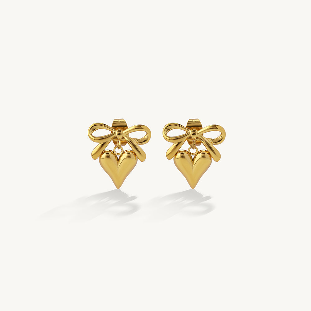Imperial Bow Heart Drop Earrings