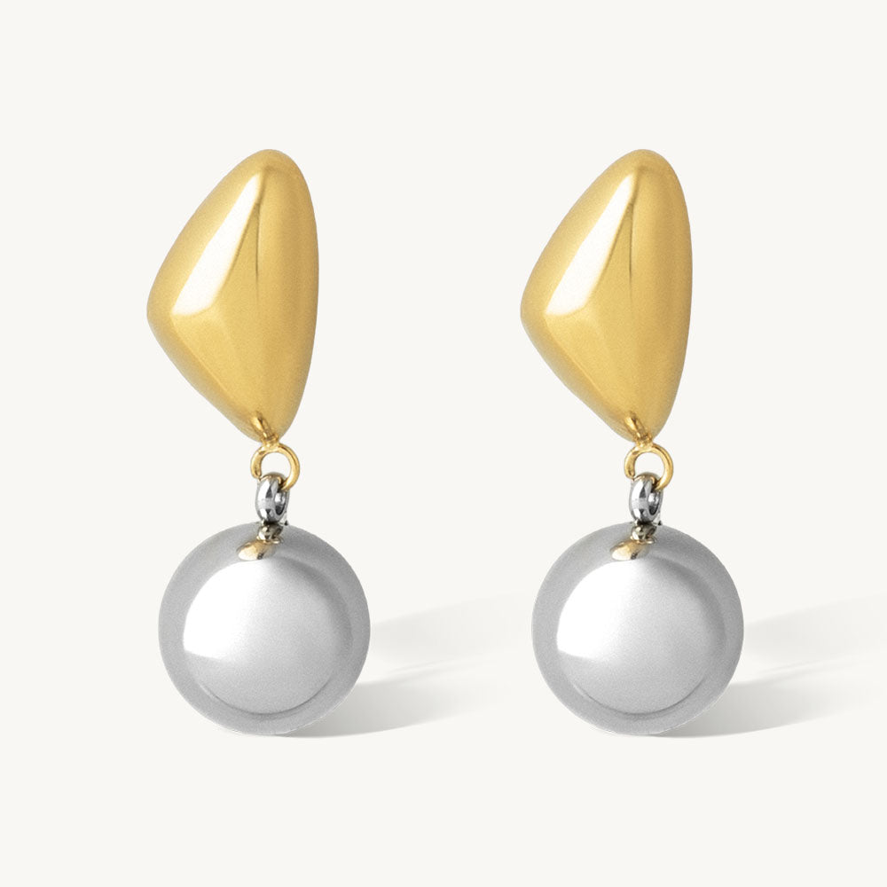 Dual Tone Ball Drop Earring