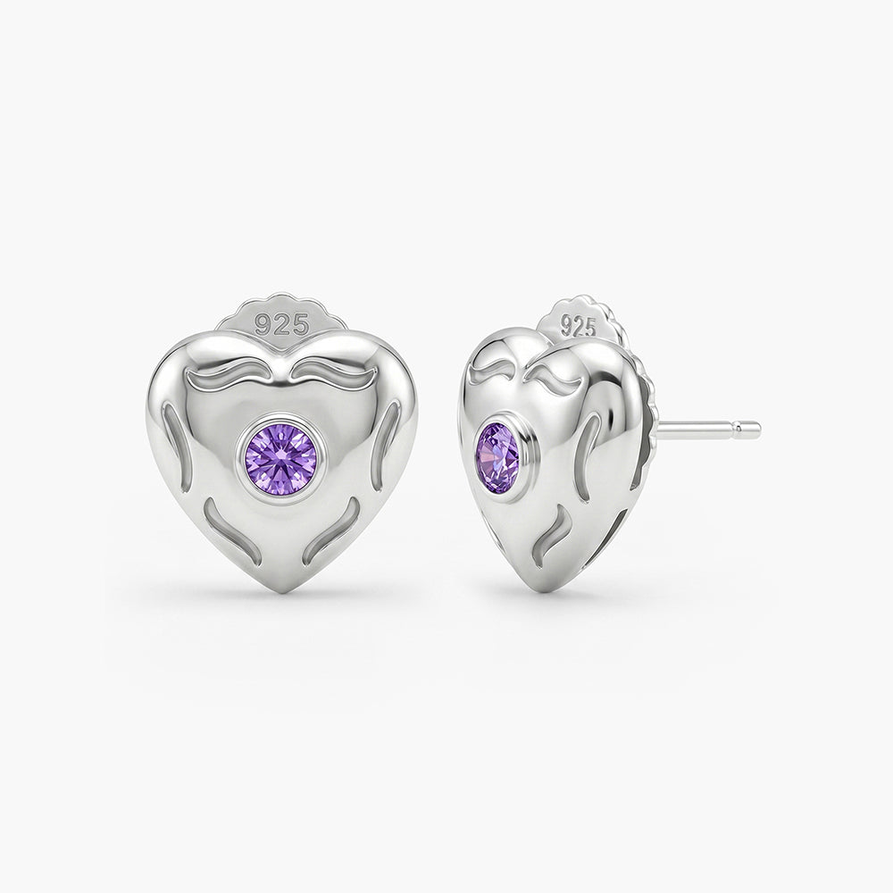 Silver Heart 925 Sterling Silver Stud Earrings