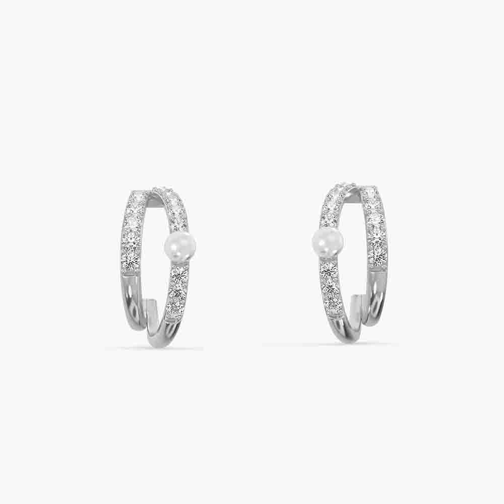 Gleaming Dual Strand Pearl 925 Sterling Silver Stud Earrings