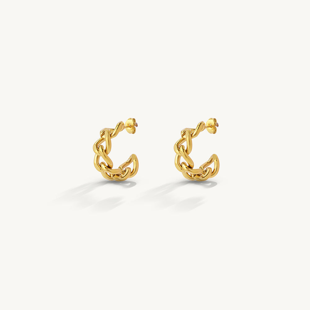 Twisted Link Hoop Earrings