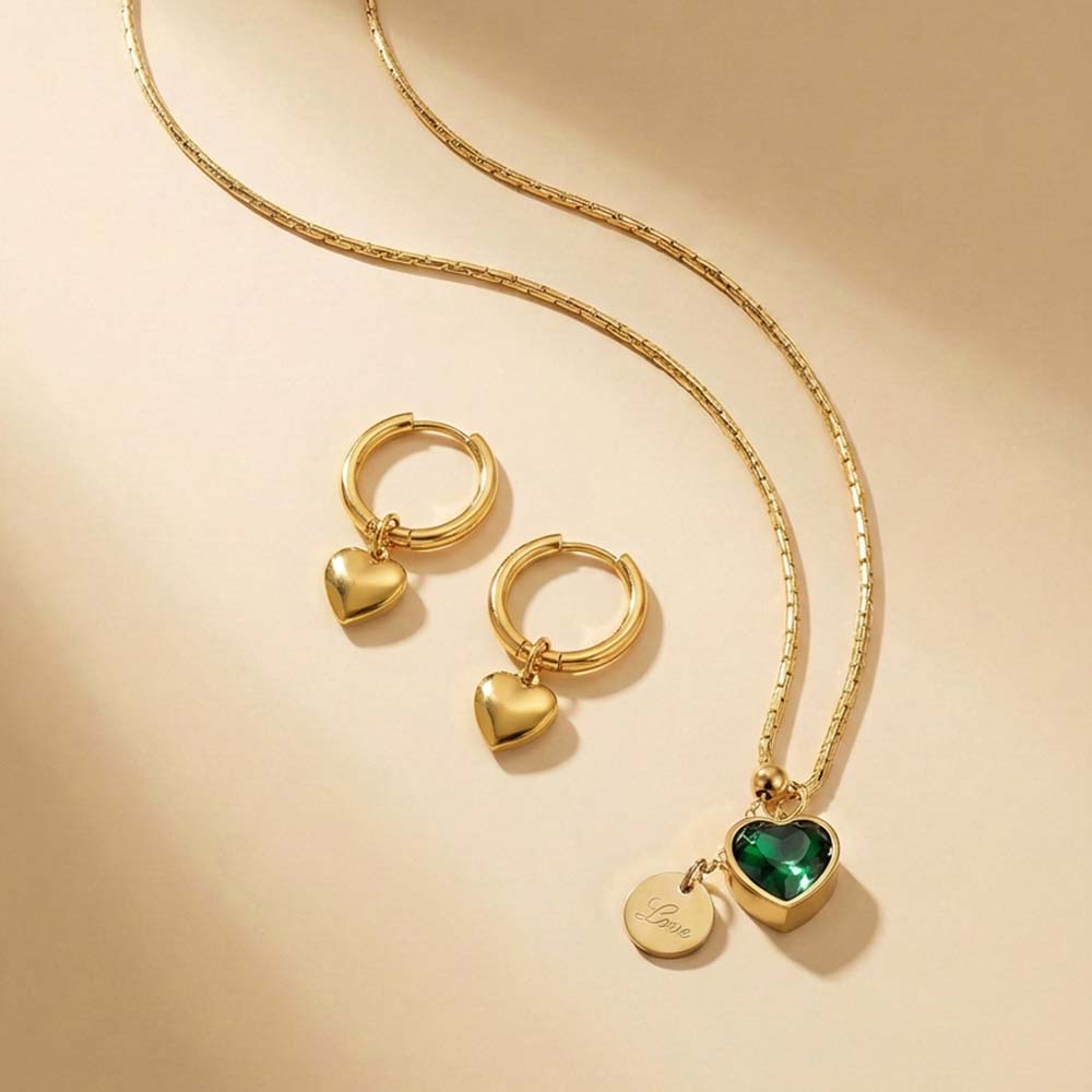Crushline Drop Heart Jewellery Set