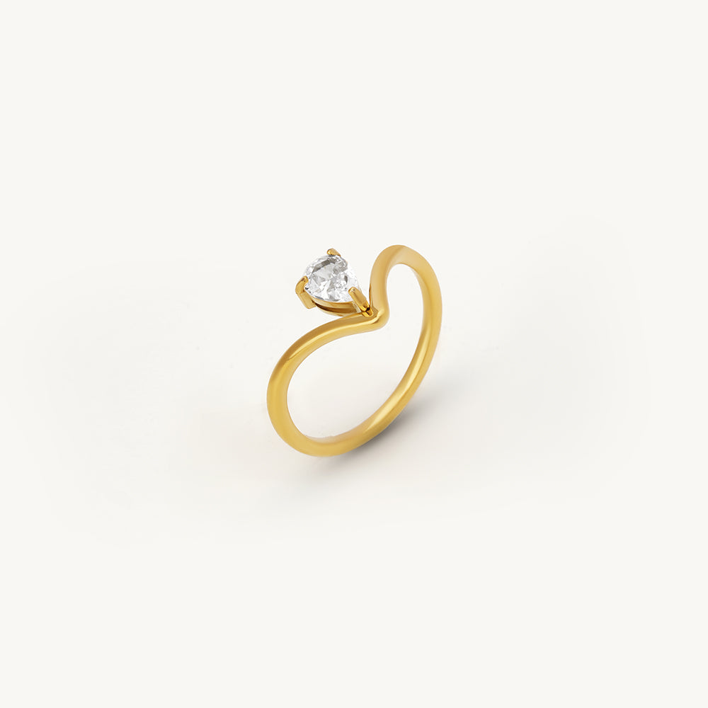 Solitaire Accent V Curve Ring