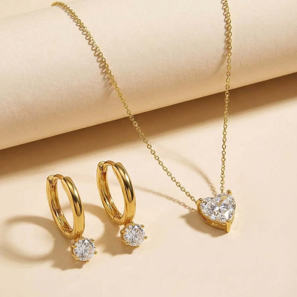 Diamond Heart Duo Jewellery Set