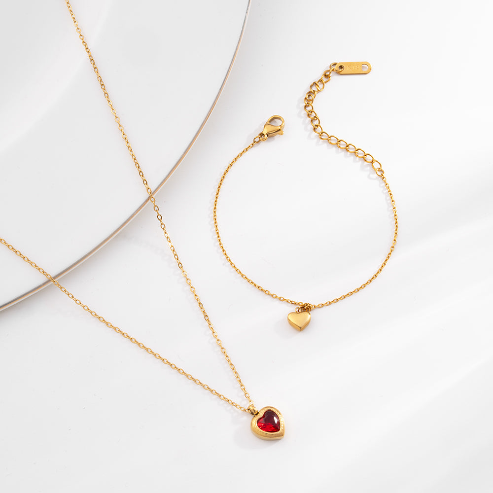 Crimson Double Heart Charm Set