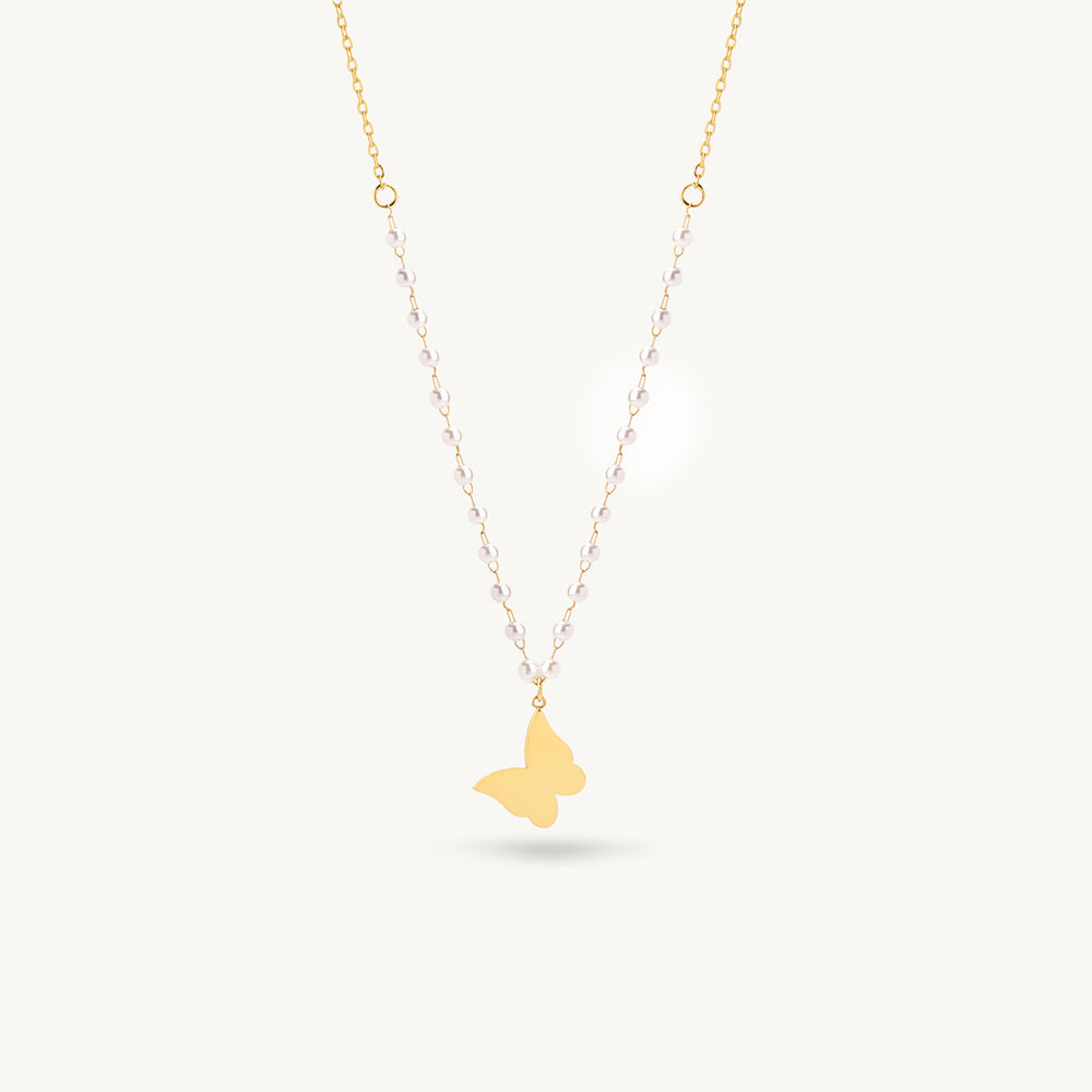 Pearline Mini Butterfly Drop Necklace
