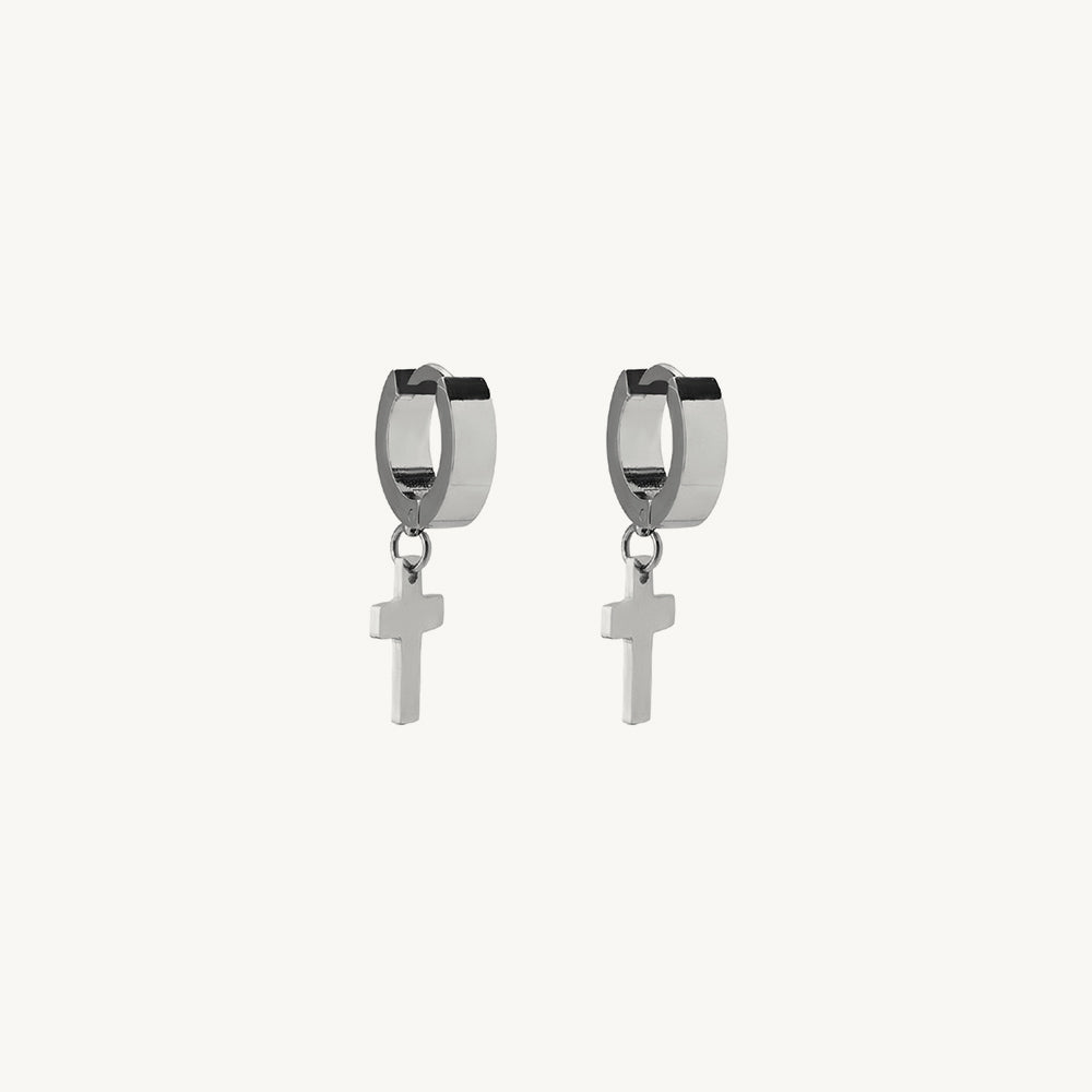 Obsidian Cross Drop Earrings