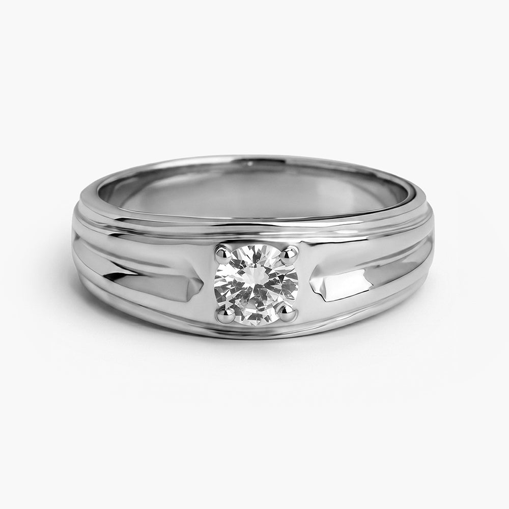 Timeless Single Stone Men's Ring- 925 Silver