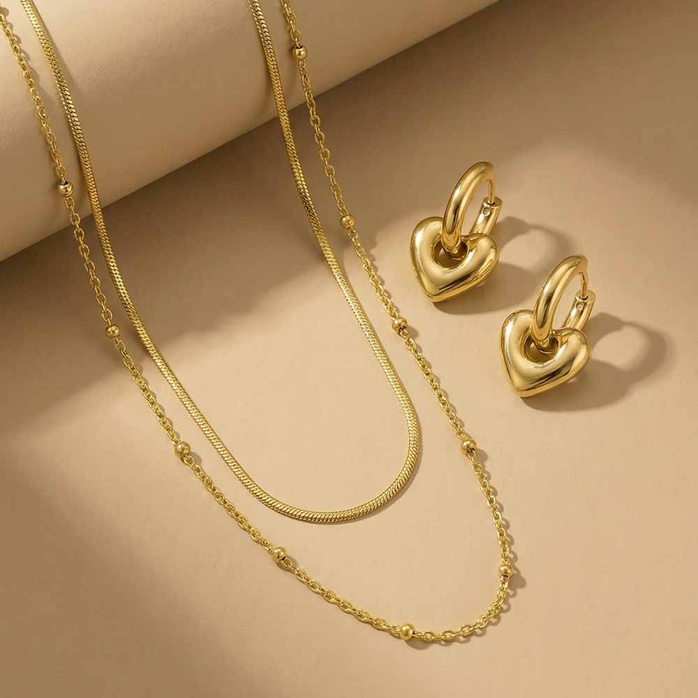 Golden Heart Glow Jewellery Set