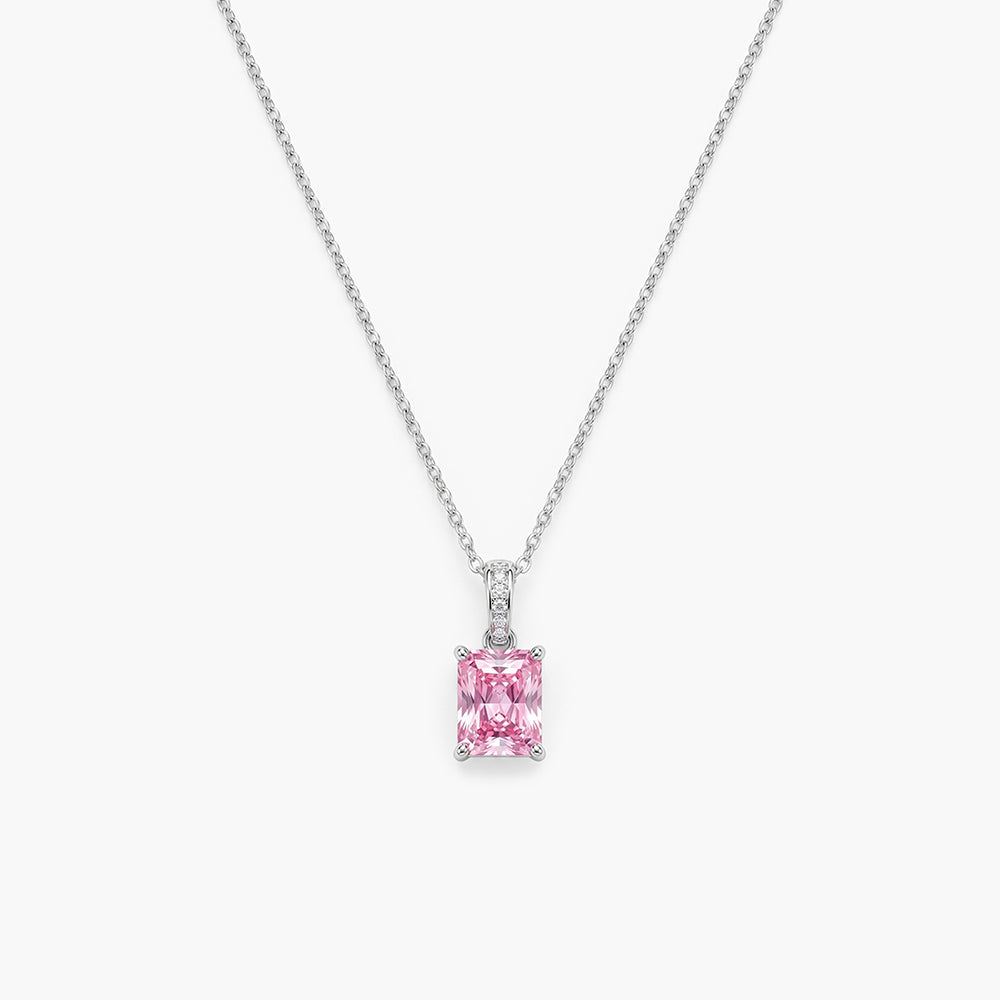 Pink Crystal 925 Sterling Silver Pendant Necklace