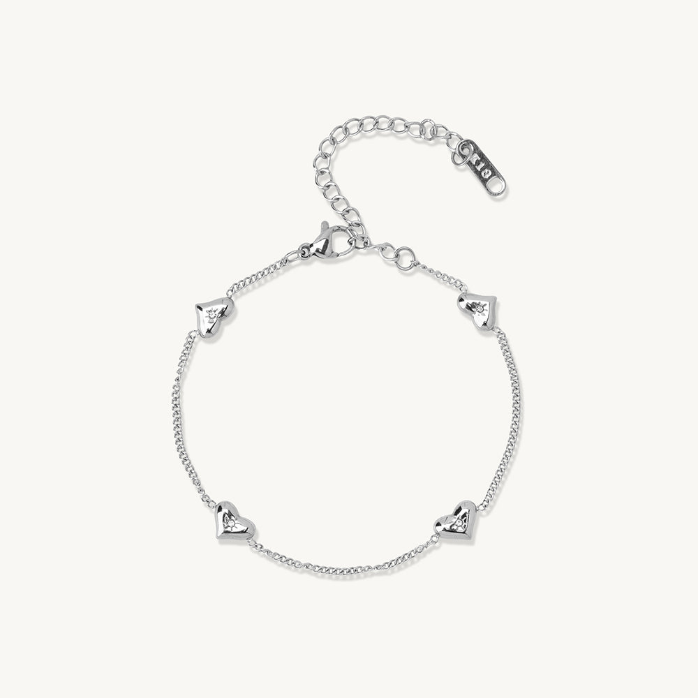 Charming Silver Heart Accent Bracelet