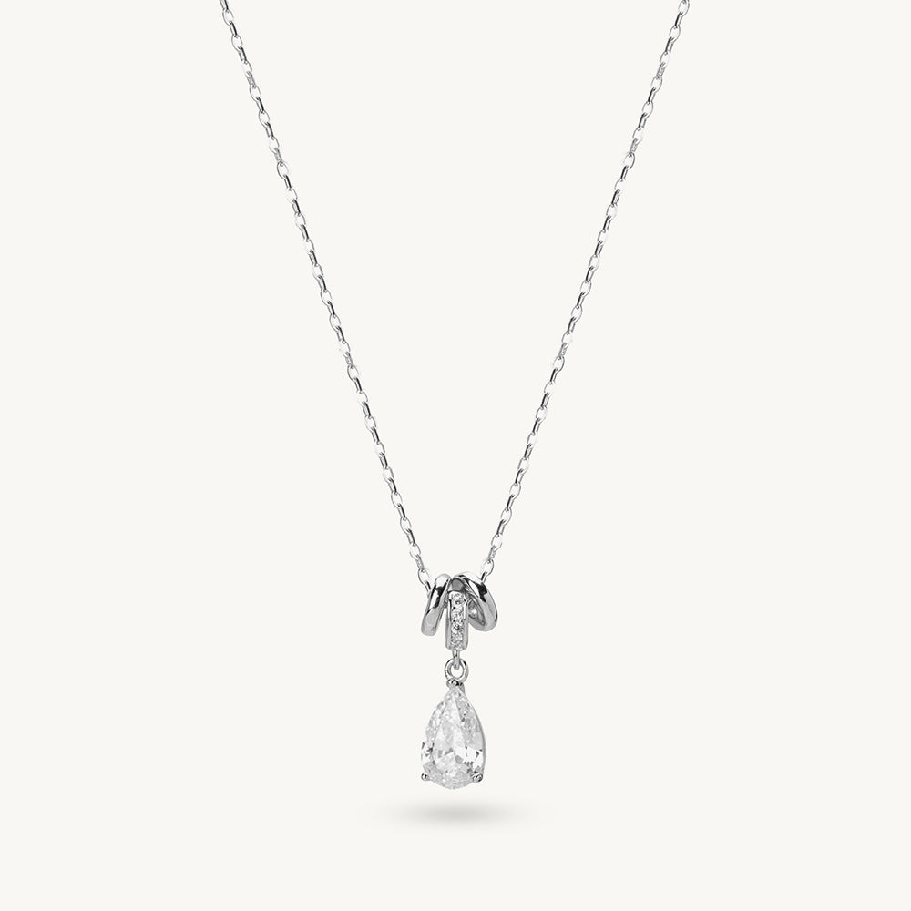 Bold Teardrop Charm 925 Sterling Silver Pendant Necklace