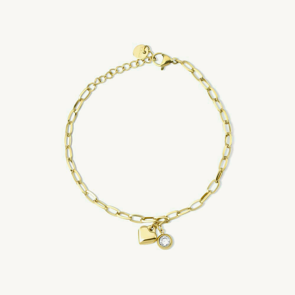 Heart Drop Link Chain Bracelet