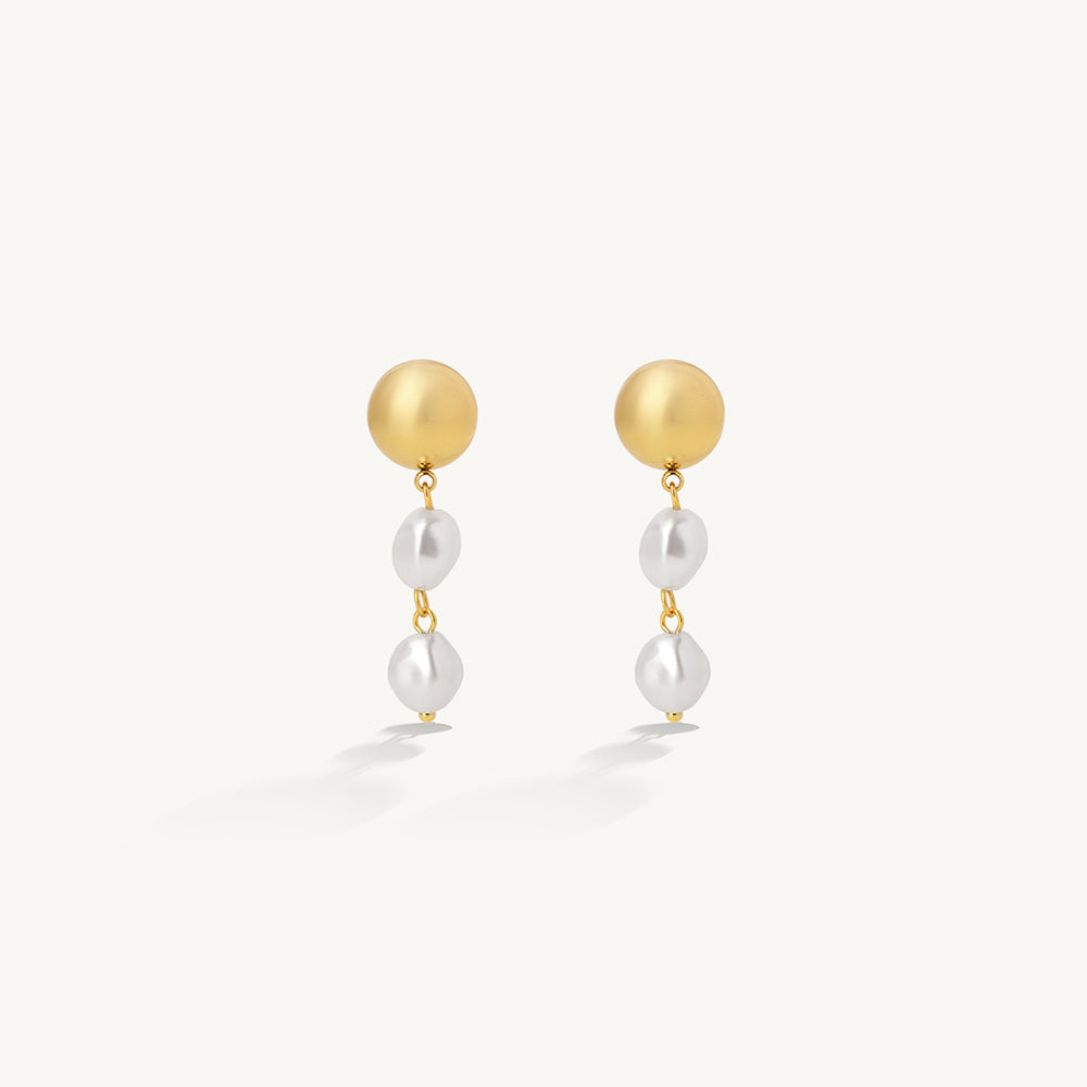 Golden Pearl Drop Earrings