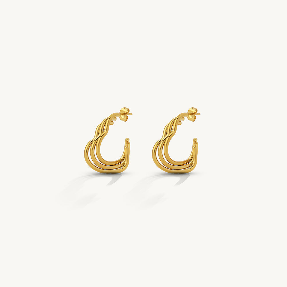 Triple Layer Heart Earrings
