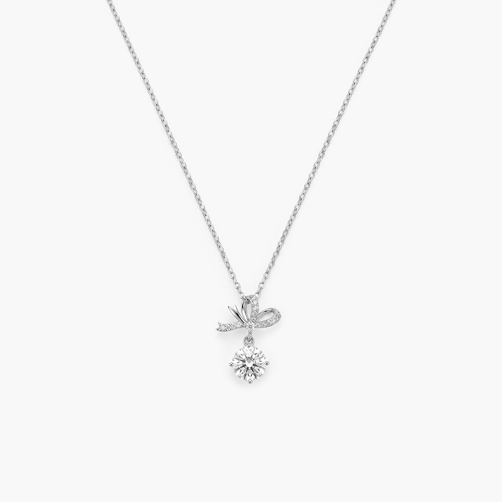 Bow & Pear Glow 925 Sterling Silver Pendant Necklace
