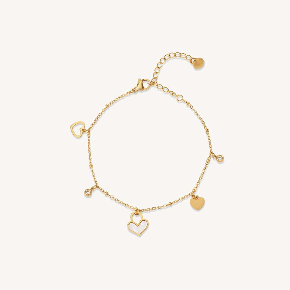 Dangling Heart Charms Bracelet