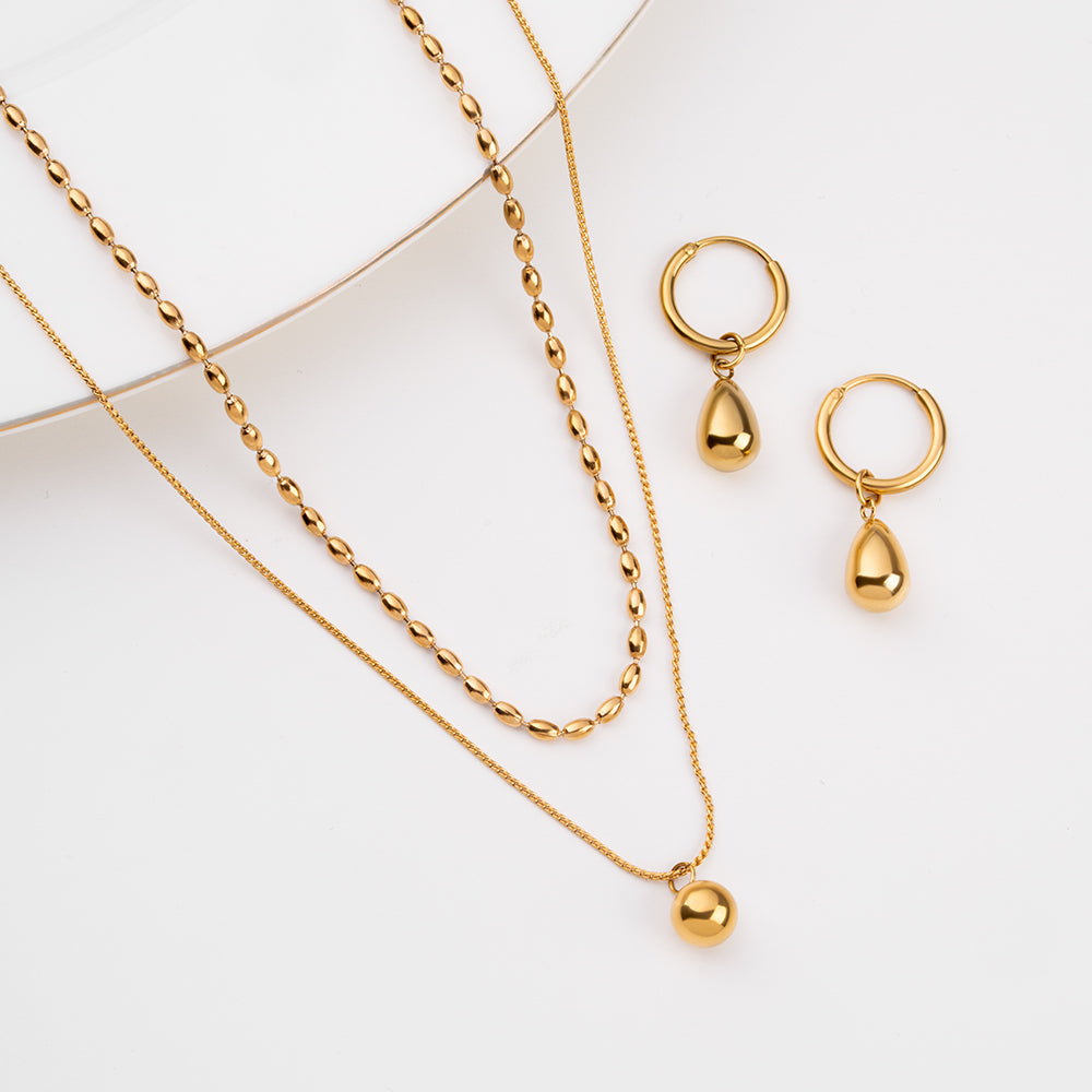 Golden Beadline Drop Elegance Jewellery Set