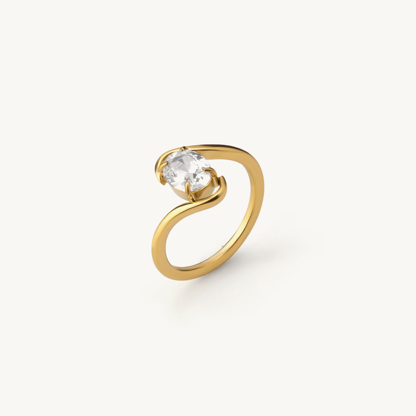 Curved Edge Solitaire Accent Ring
