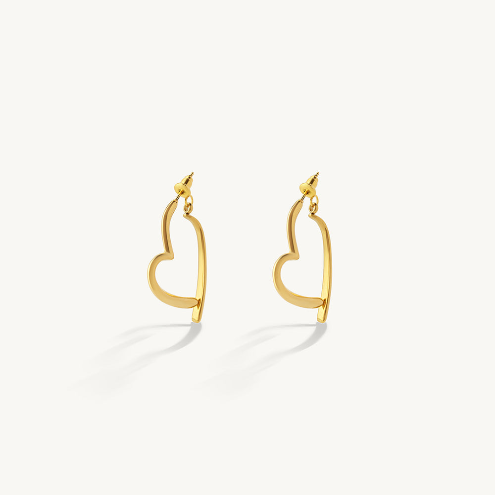 Heart Line Stud Earrings