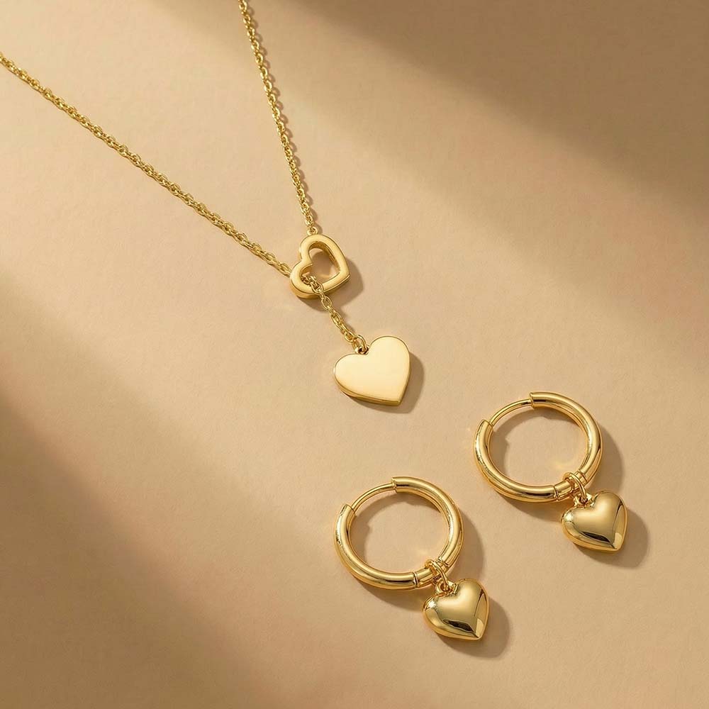 Soft Heart Charm Jewellery Set