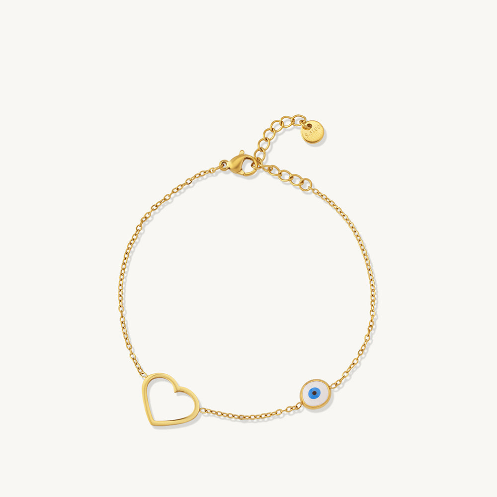 Elegant Evil Eye Heart Bracelet