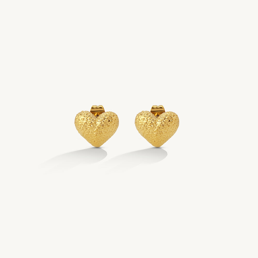 Textured Puffy Heart Stud Earrings