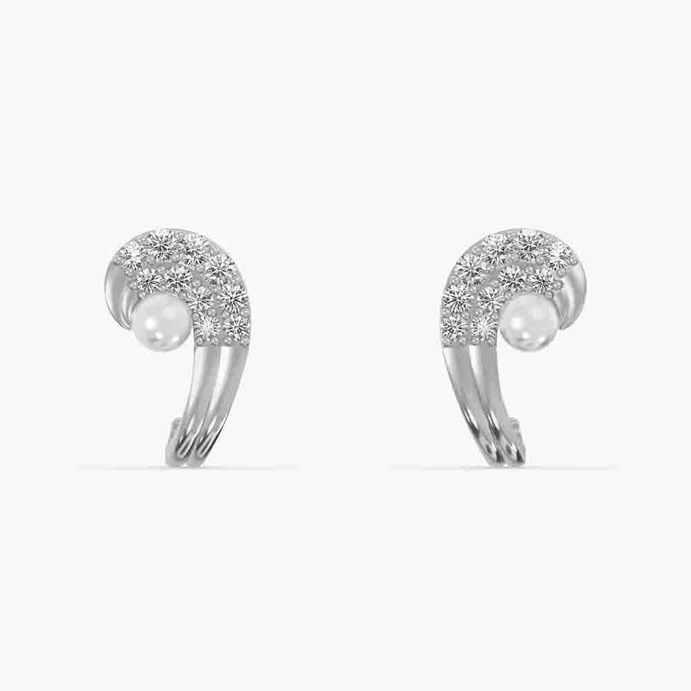 Regal Pearl Arc 925 Sterling Silver Stud Earrings