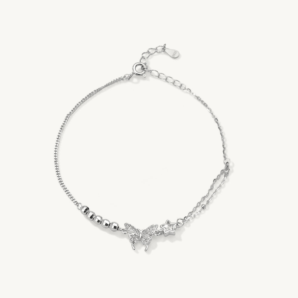 Whispering Butterfly Motif 925 Sterling Silver Bracelet