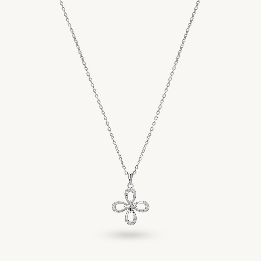 Petite Floral Charm 925 Sterling Silver Pendant Necklace