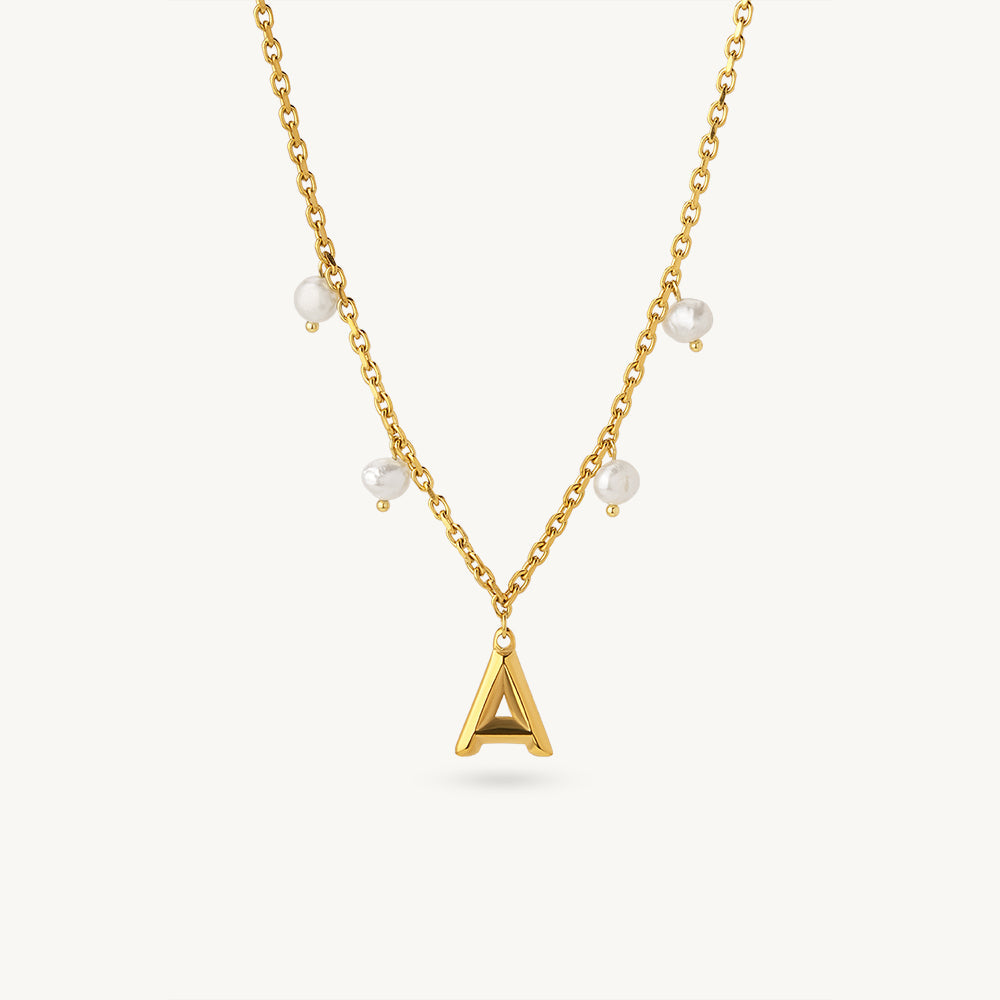 Initial A Pearl Necklace
