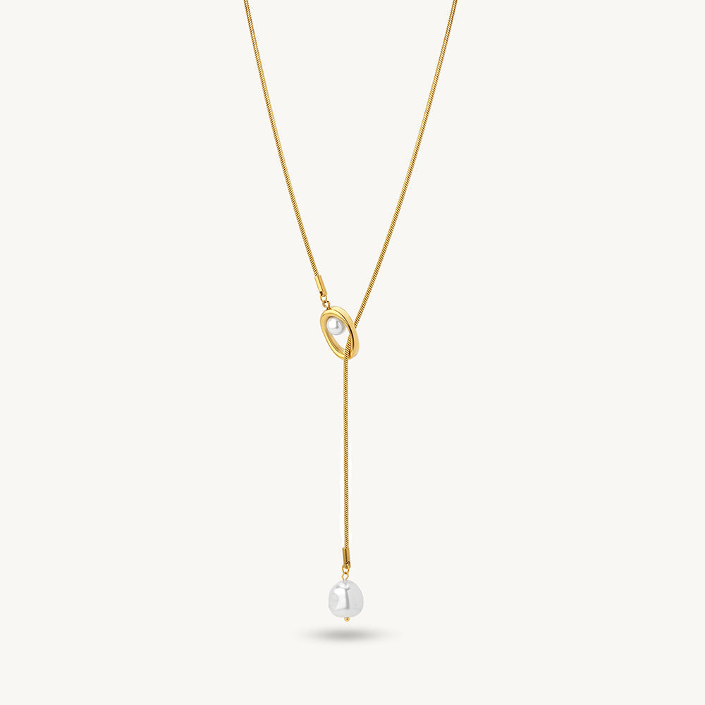 Elysian Pearl Lariat Necklace