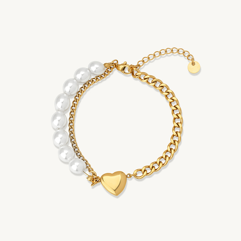 Mystic Pearl Heart Motif Bracelet