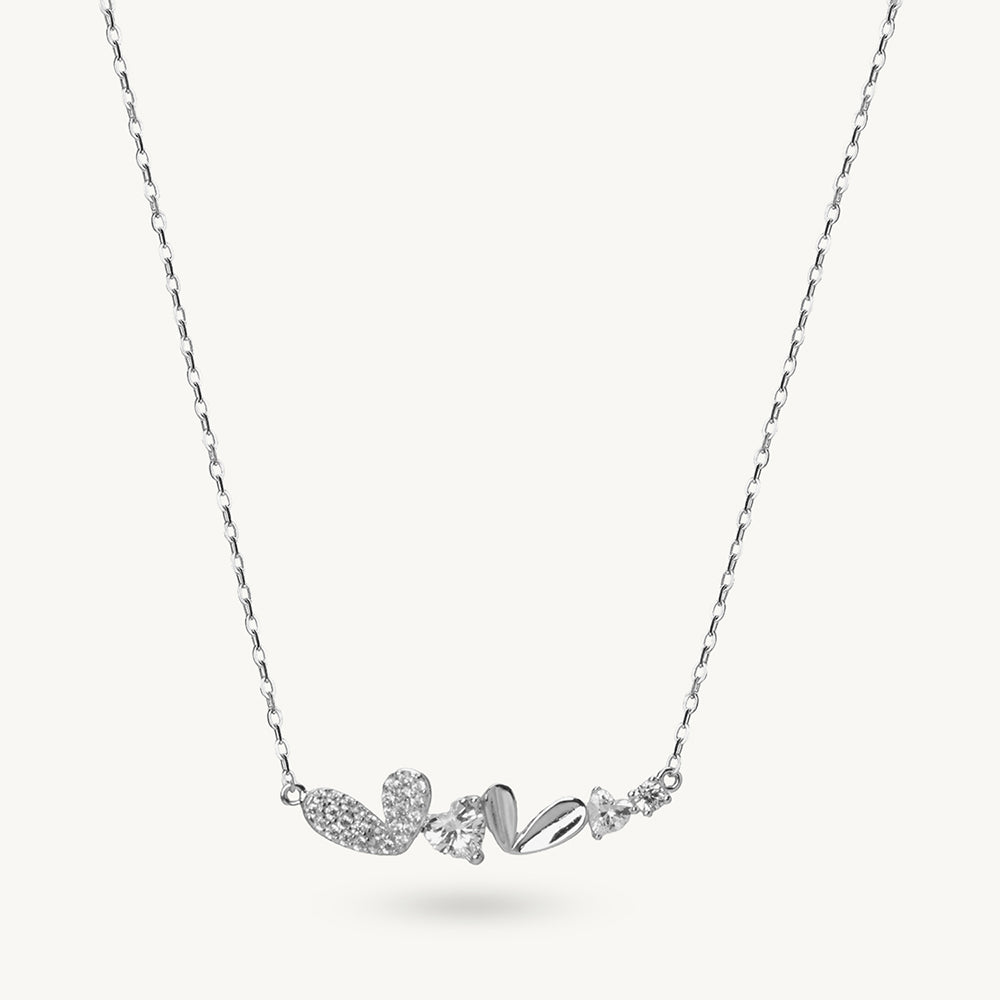 Mini Heart Linked 925 Sterling Silver Necklace
