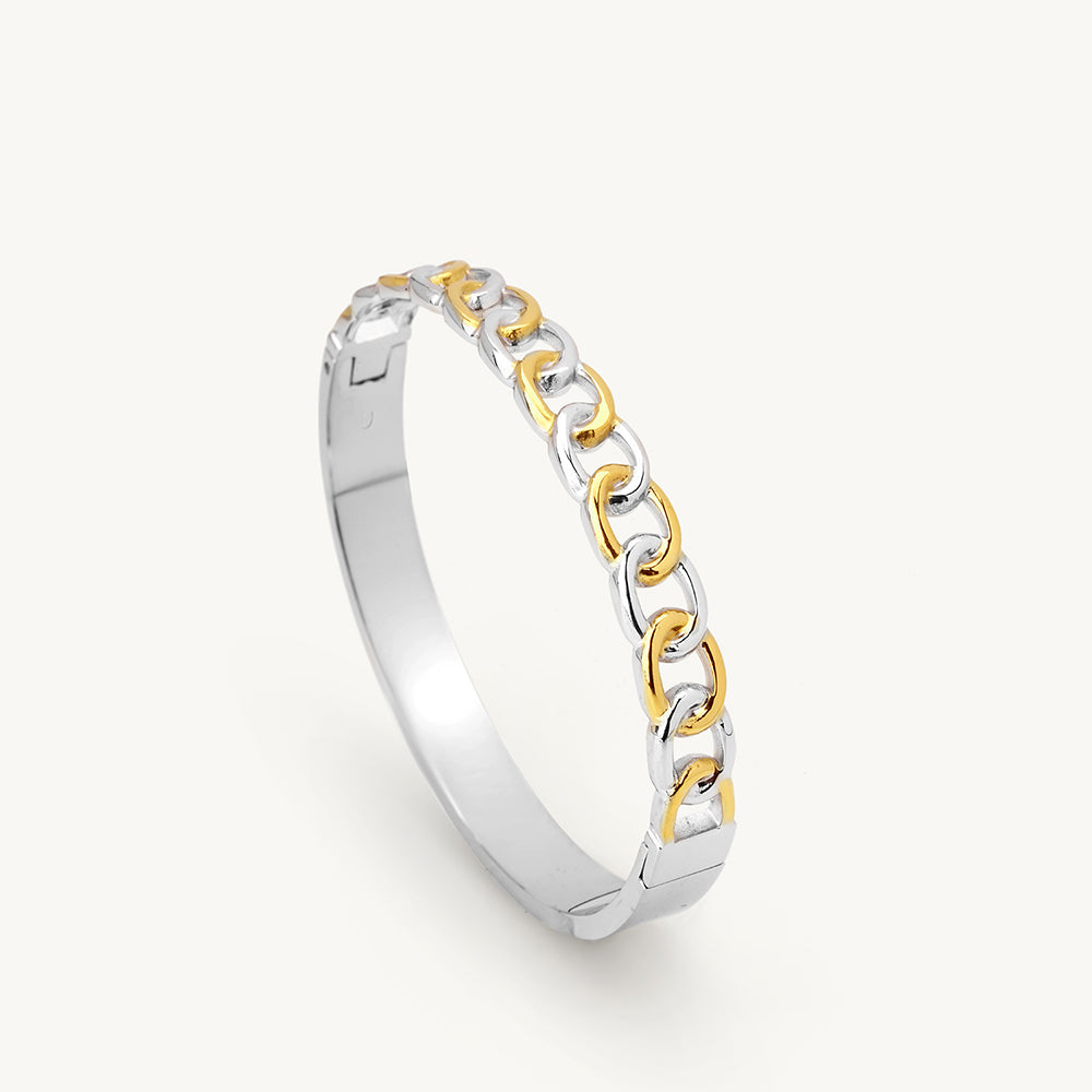 Dual Tone Link Bangle Bracelet