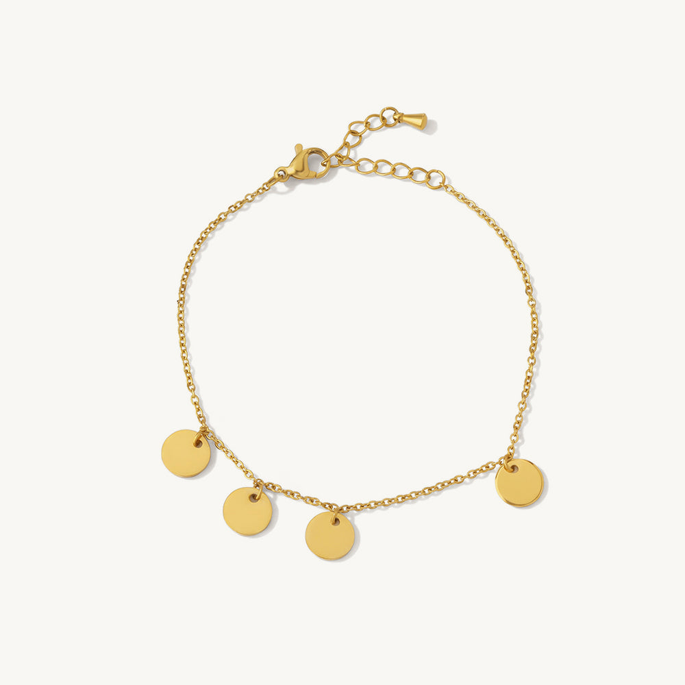 Gold Disc Charm Chain Bracelet