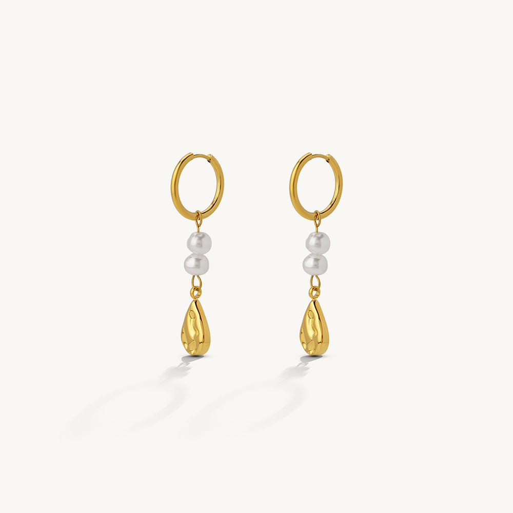 Radiant Pearl Drop Hoop Earrings