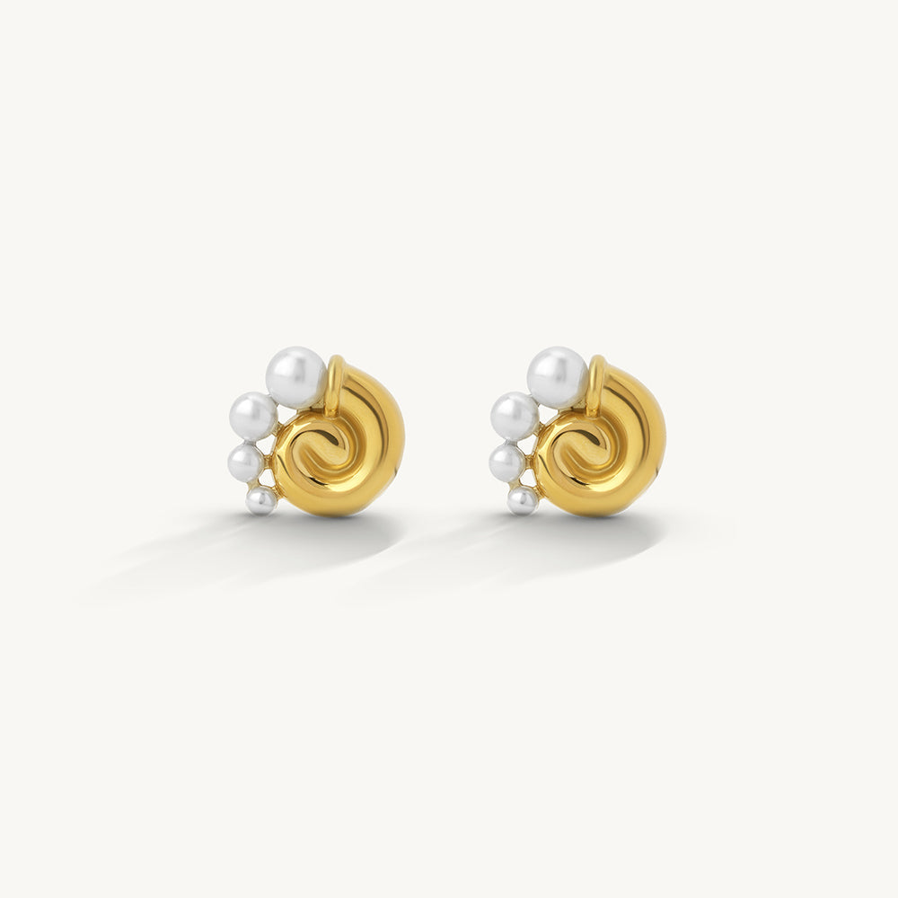 Bold Pearl Swirl Stud Earrings