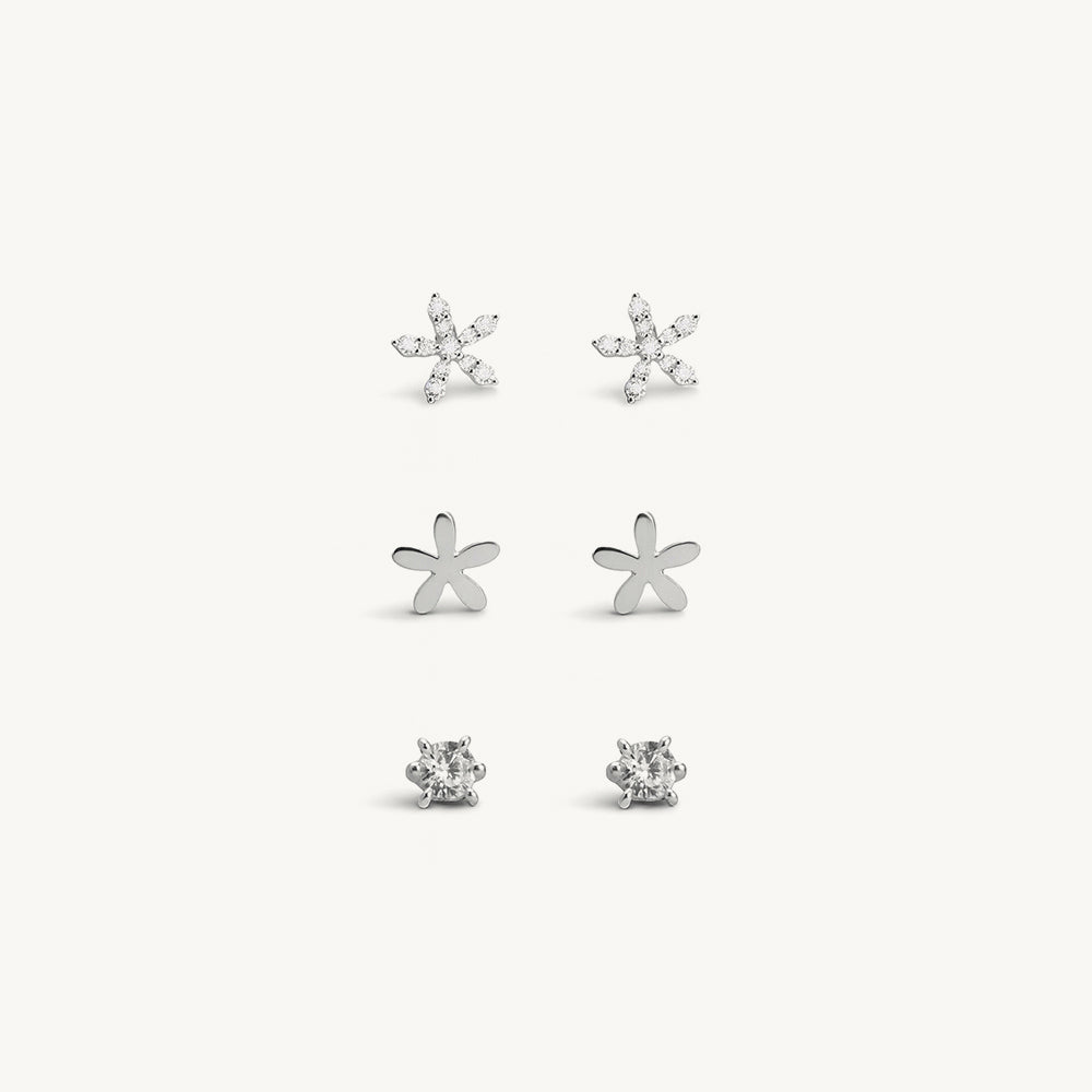 Mini Spark 925 Sterling Silver Earrings Set