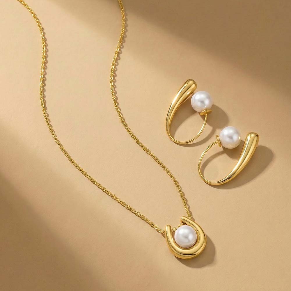Ivory Pearl Curve Jewellery Set