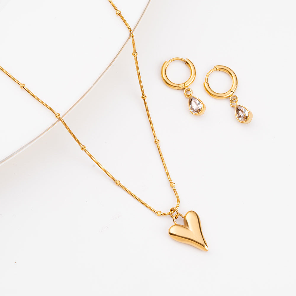 Heart Drop Spark Elegance Jewellery Set