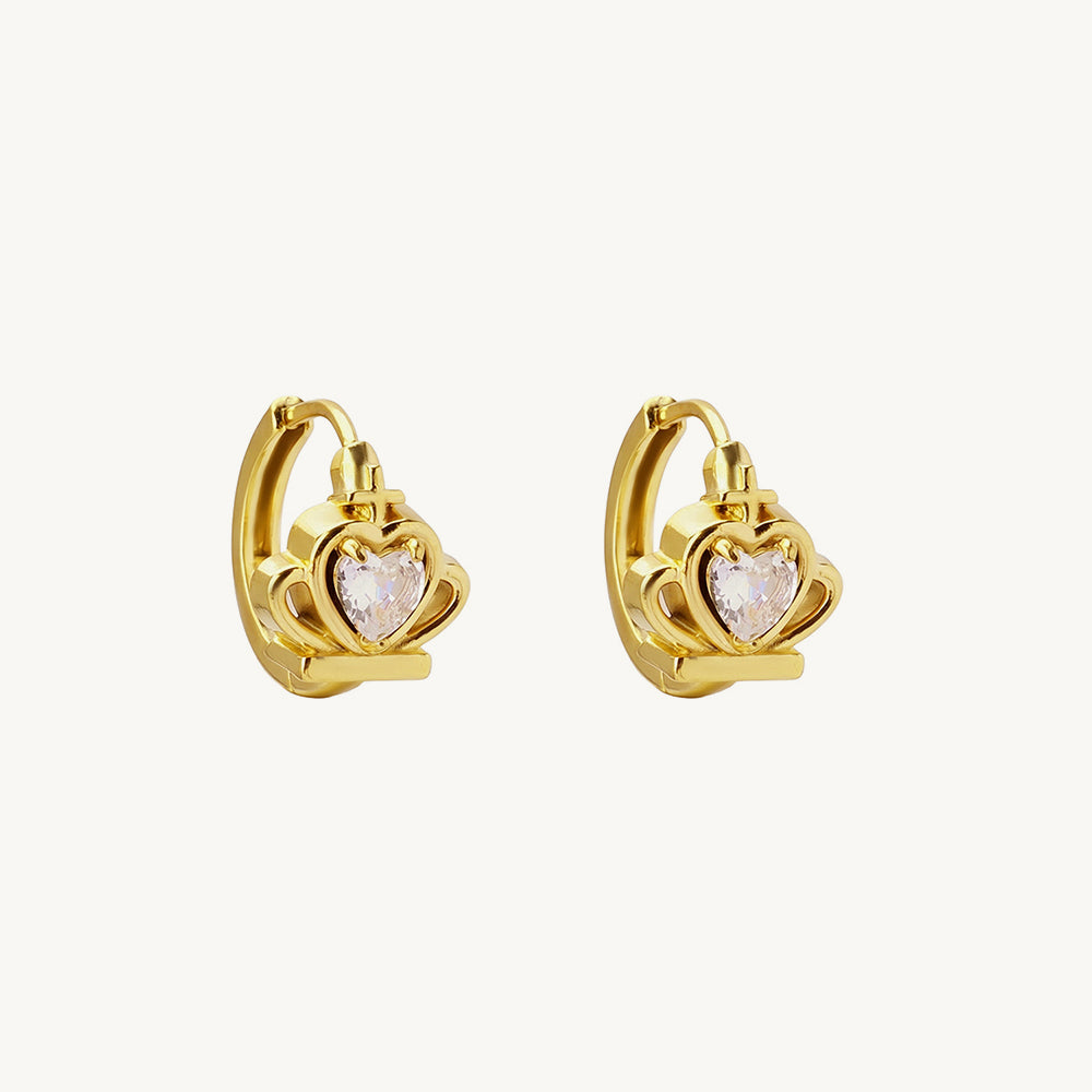 Mini Crown Heart Glow Hoop Earrings