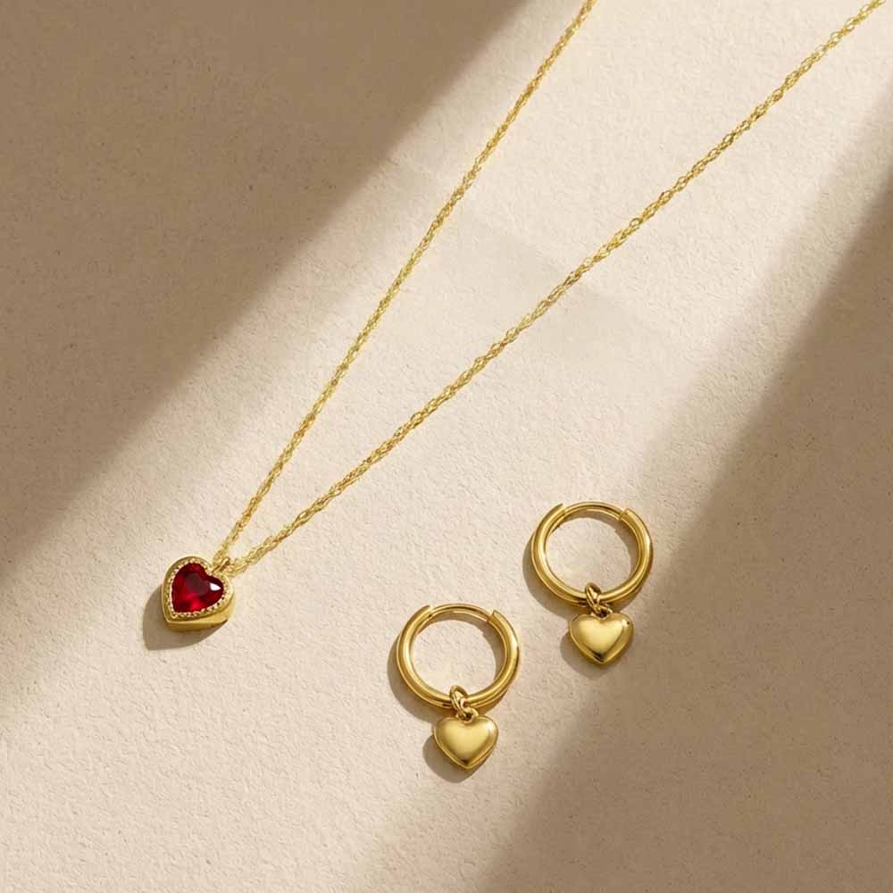 Modern Heart Accent Jewellery Set
