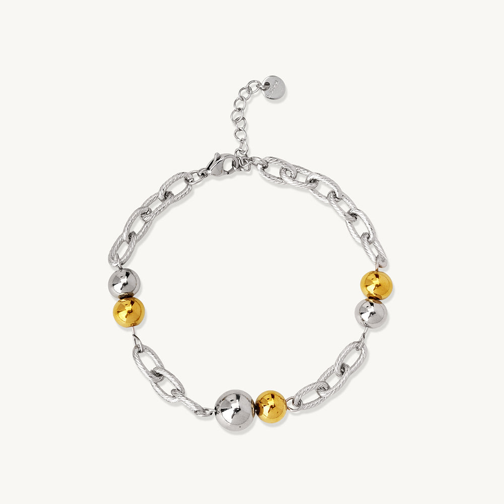Dual Tone Orb Link Chain Bracelet