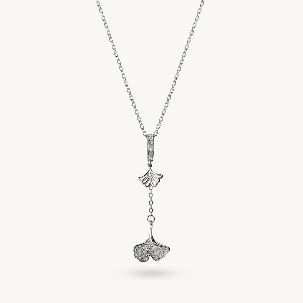 Minimal Petal Charm 925 Sterling Silver Lariat Necklace