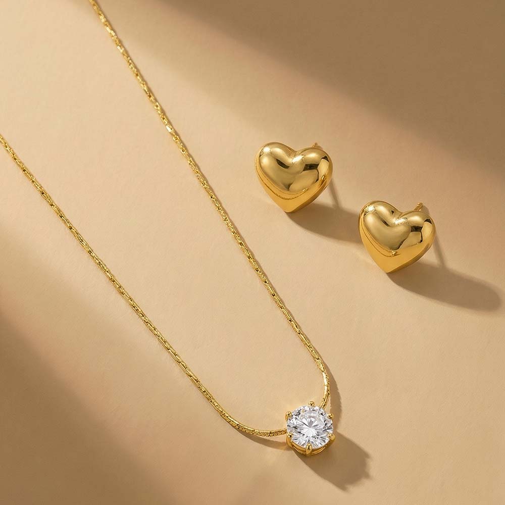 Crystal & Cupid Heart Jewellery Set