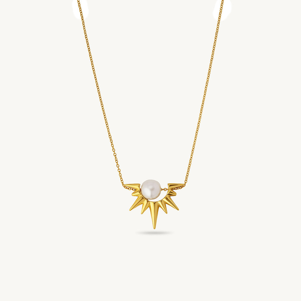 Elegant Pearl Sunburst Necklace