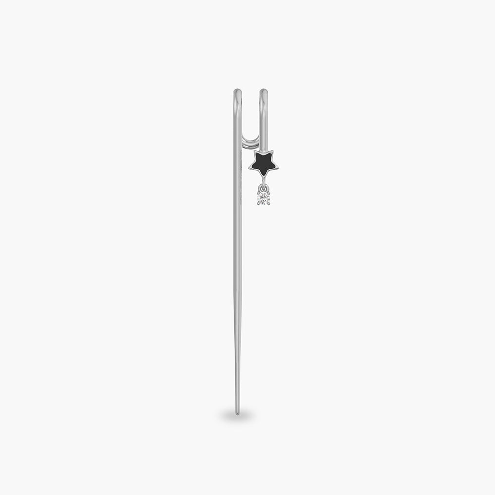 Star Charm 925 Silver Crawler Hook Earrings