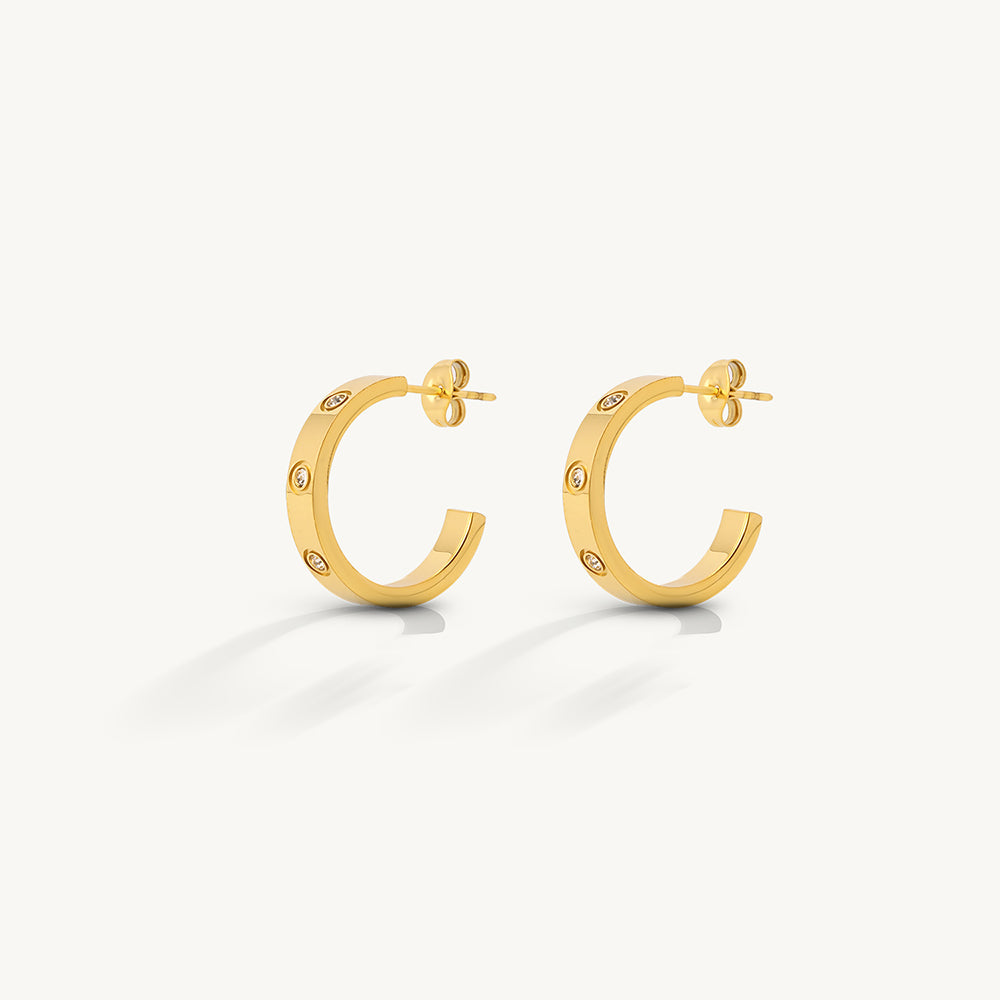 Crystal Accent Hoop Earrings